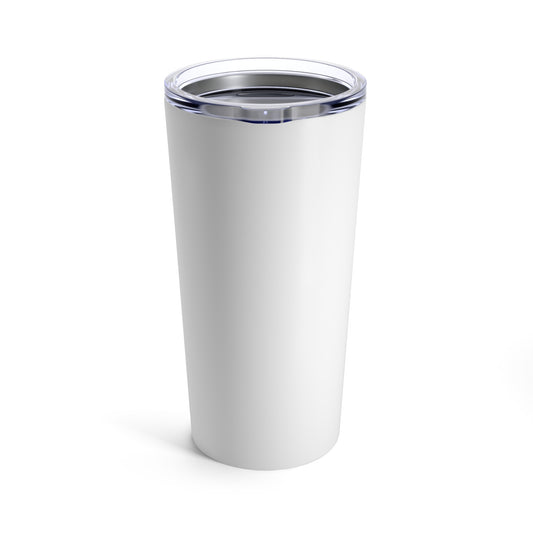 Top view of a 20 oz white tumbler showing the stainless steel interior and the secure lid with a sliding drink opening, highlighting the tumbler’s functional design for spill-free use.